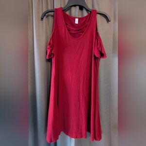 NWOT Leo Rosi Burgundy Cold Shoulder Dress Sz.M